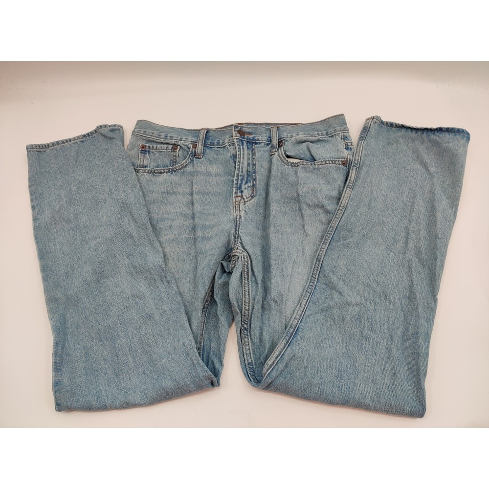 Old Navy Mens Straight Leg Jeans Light Wash 100% Cotton 34x34 Built-In Tough